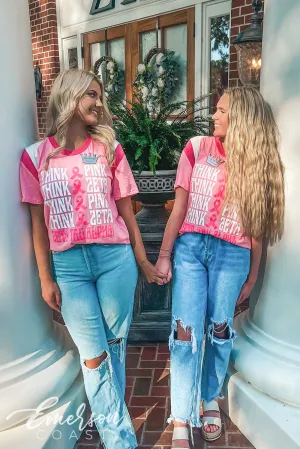 Zeta Tau Alpha Think Pink Retro Jersey Tee
