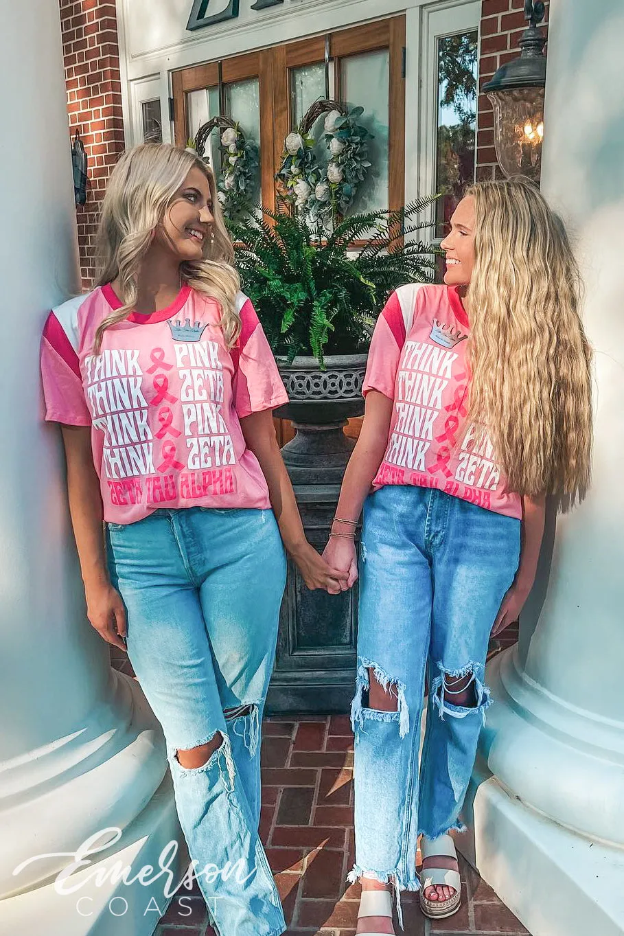 Zeta Tau Alpha Think Pink Retro Jersey Tee