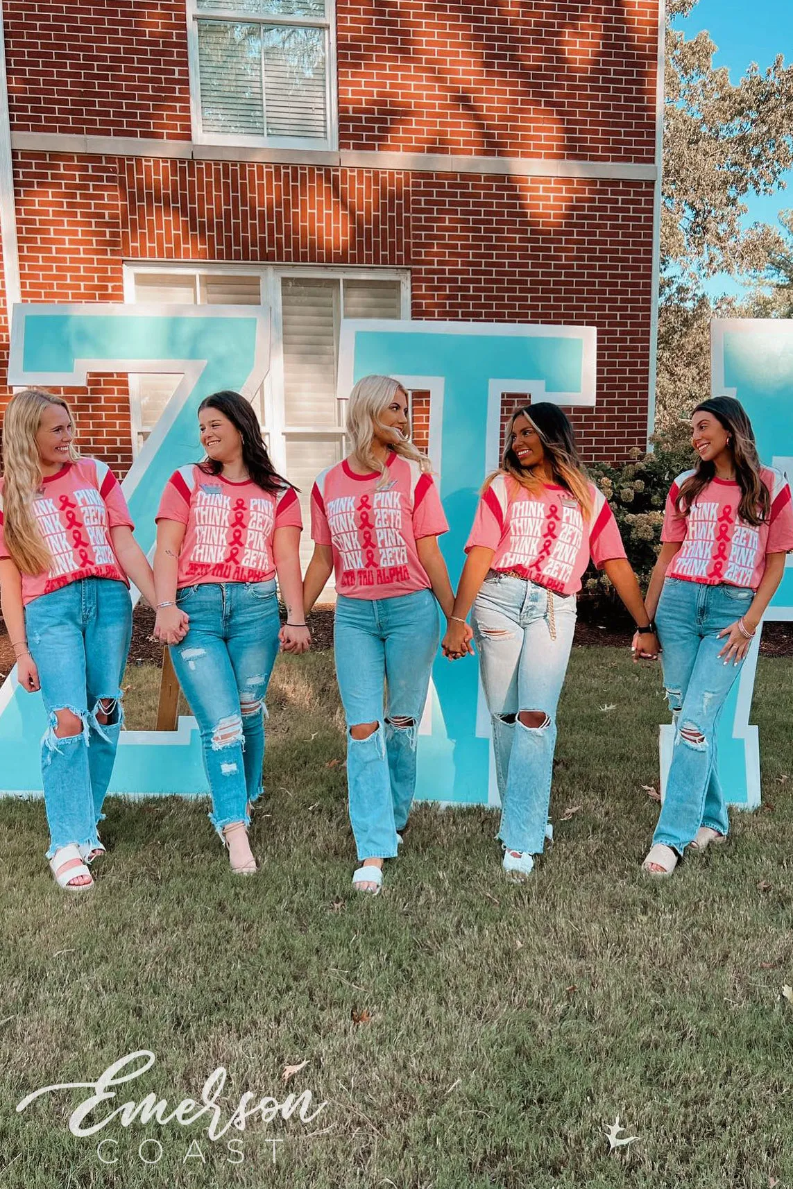 Zeta Tau Alpha Think Pink Retro Jersey Tee