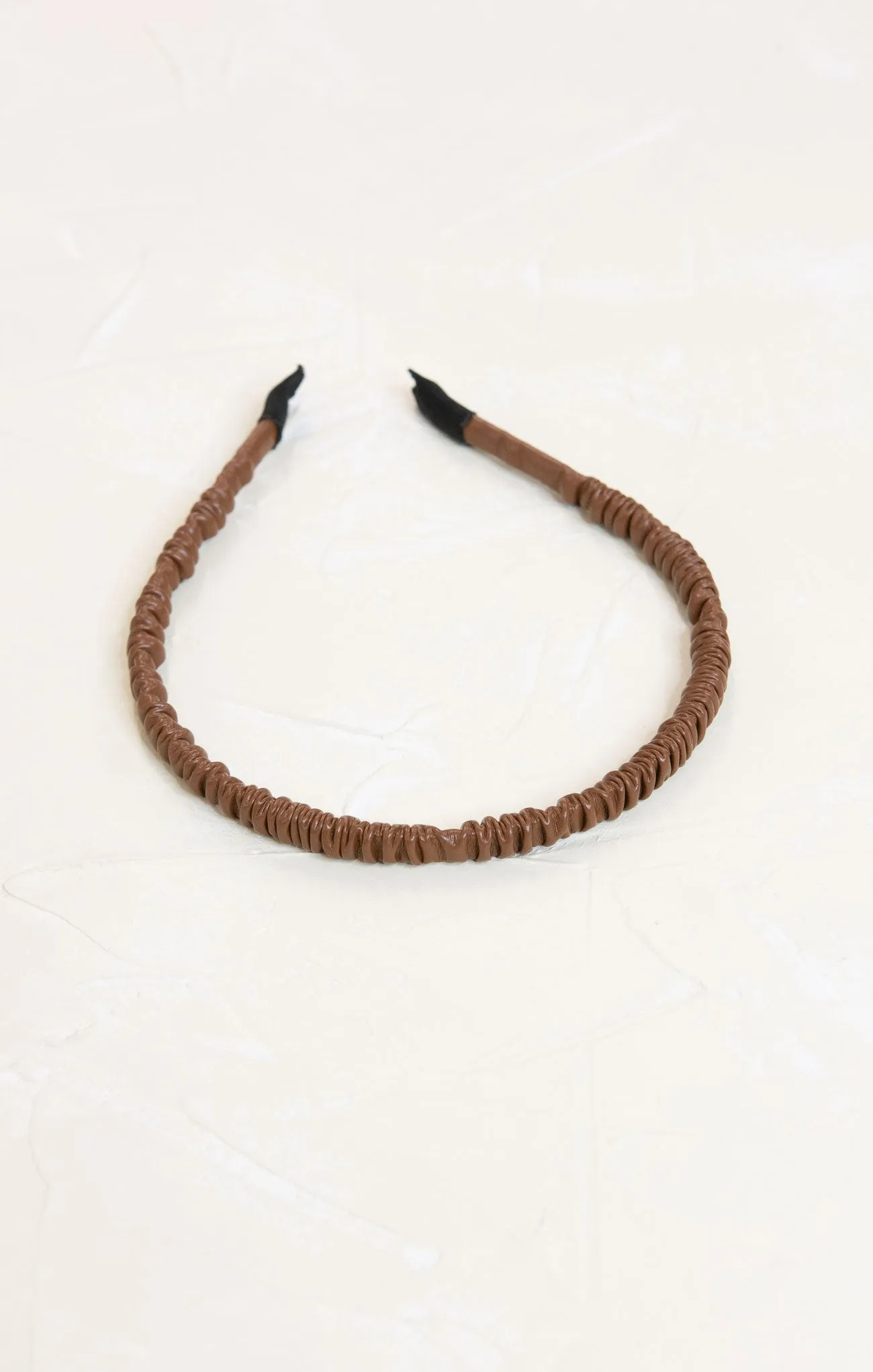 Zoey Ruffled Thin Faux Leather Headband