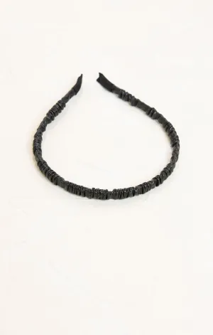 Zoey Ruffled Thin Faux Leather Headband